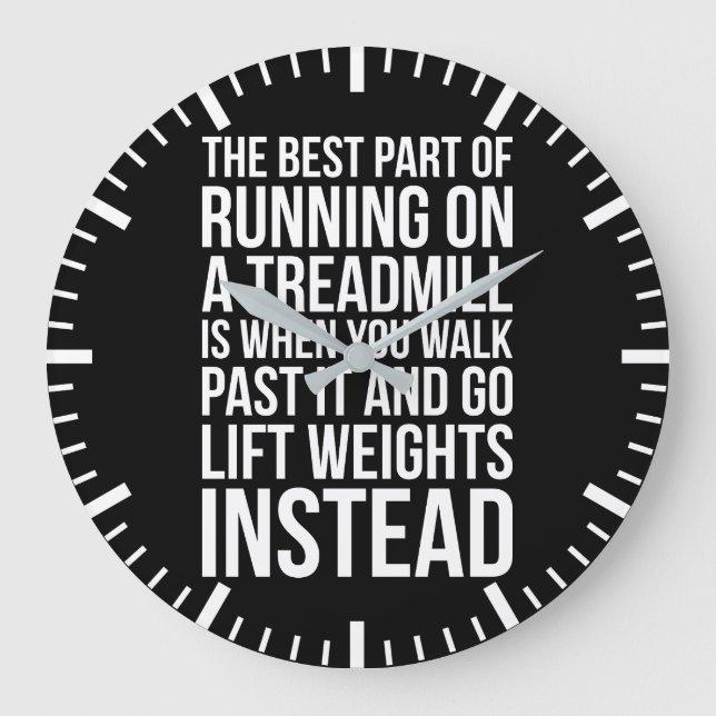 Cardio, Treadmill Running vs Lifting - Funny Gym Large Clock (Front)