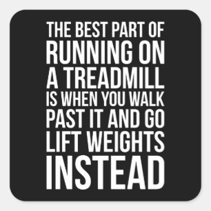Cardio, Treadmill Running vs Lifting - Funny Gym Square Sticker