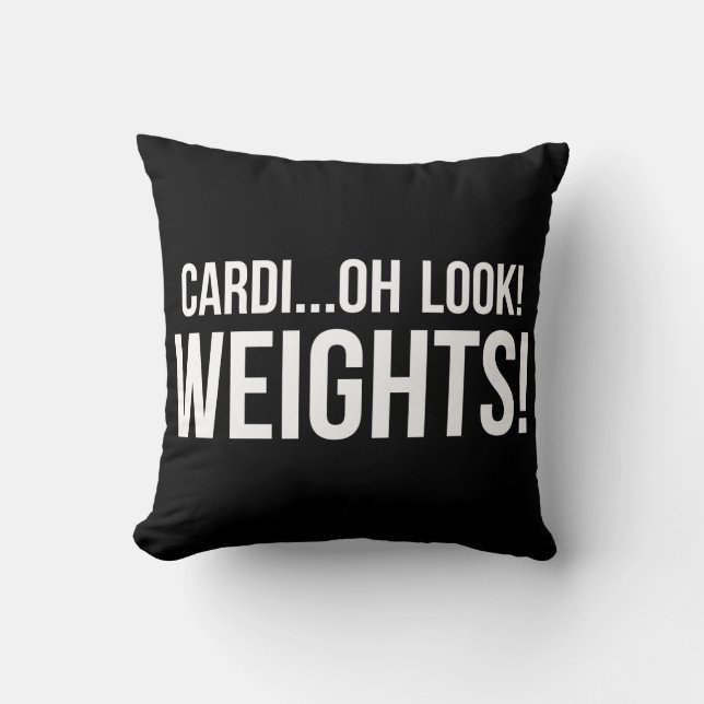 Cardio vs Weights - Funny Novelty Gym Workout Cushion (Front)