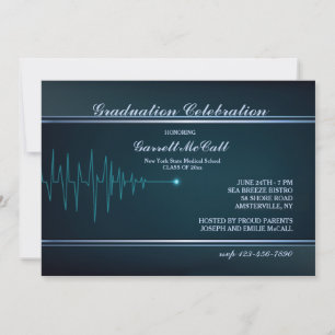 Cardiogram Background Graduation Invitation