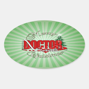 Cardiologist DOCTOR MERRY CHRISTMAS Oval Sticker