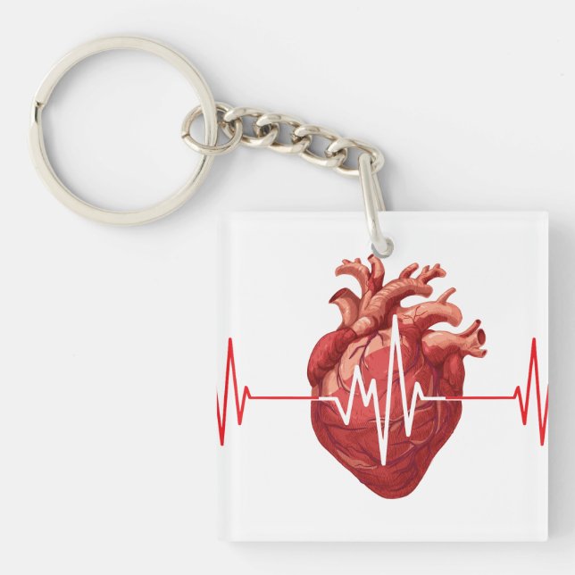 Cardiologist Heart Doctor Cardiology Echo Design Key Ring (Front)