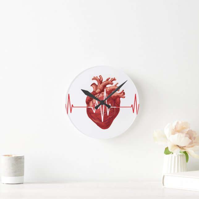 Cardiologist Heart Doctor Cardiology Echo Design Round Clock (Home)