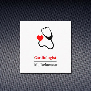 Cardiologist - heart shaped stethoscope square business card
