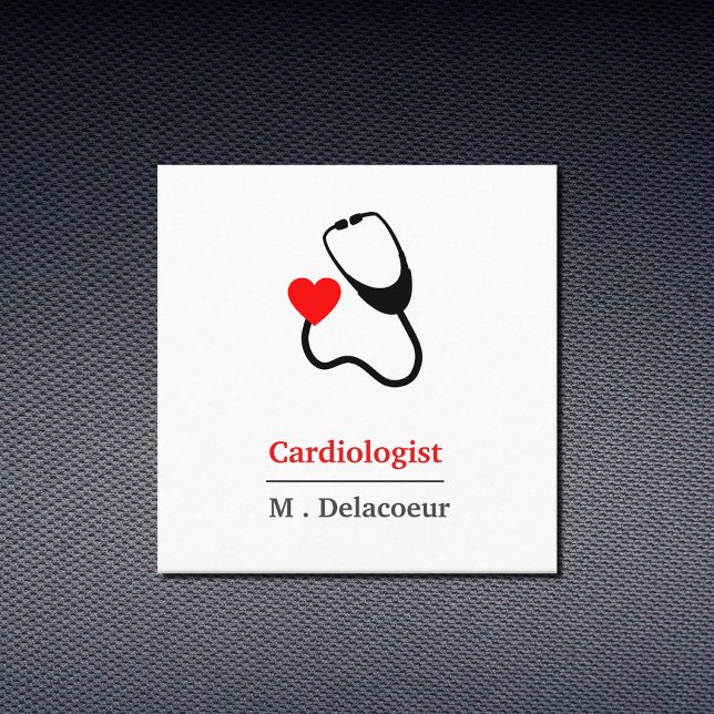 Cardiologist -  heart shaped stethoscope  square business card (Creator Uploaded)