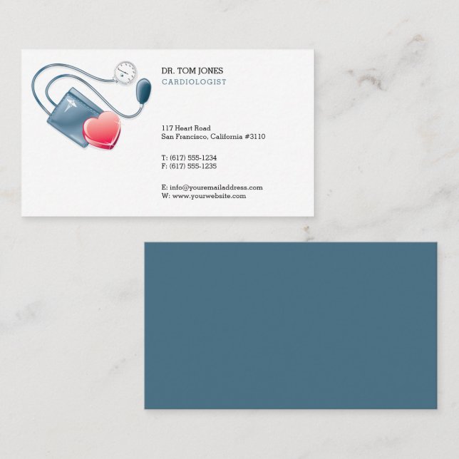 Cardiologist | Heart Specialist | Heart Doctor Business Card (Front/Back)