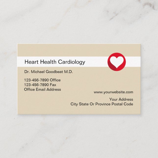 Cardiologist Medical Business Cards (Front)