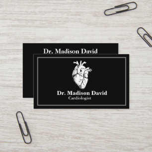 Cardiologist Modern Black Business Card
