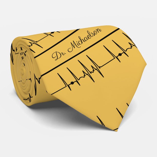 Cardiologist Name Cardiogram ECG Medical Doctor Tie (Rolled)