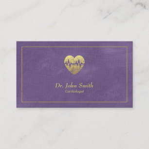 Cardiologist, Purple Canvas Golden Frame & Heart Appointment Card