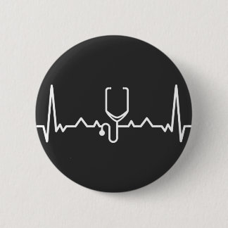 Cardiologist  with ECG 6 Cm Round Badge