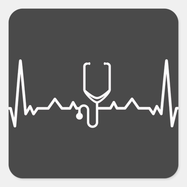 Cardiologist  with ECG Square Sticker (Front)