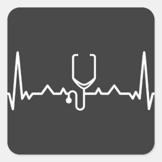Cardiologist  with ECG Square Sticker