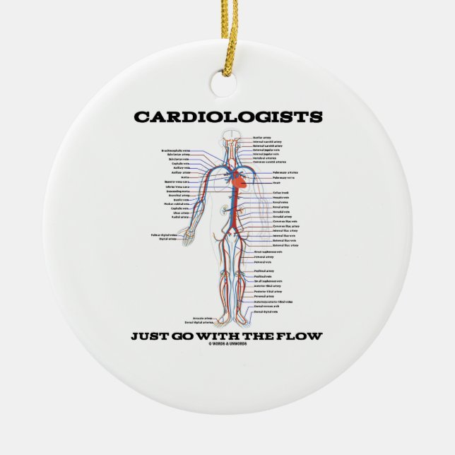 Cardiologists Just Go With The Flow (Circulatory) Ceramic Tree Decoration (Front)