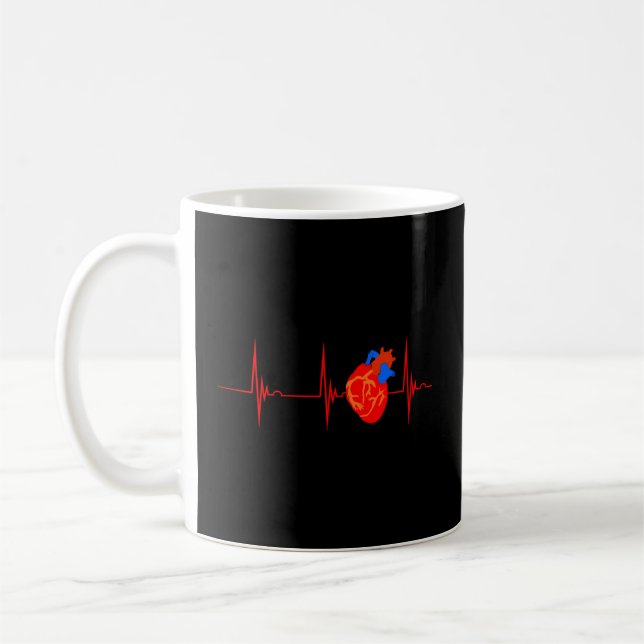 Cardiology Anatomy He Rhythm Ekg Pulse Cardiac Nur Coffee Mug (Left)