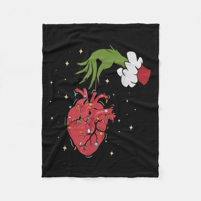 Cardiology Anatomy Hear Christmas Nurse Xmas Pajam Fleece Blanket (Front)