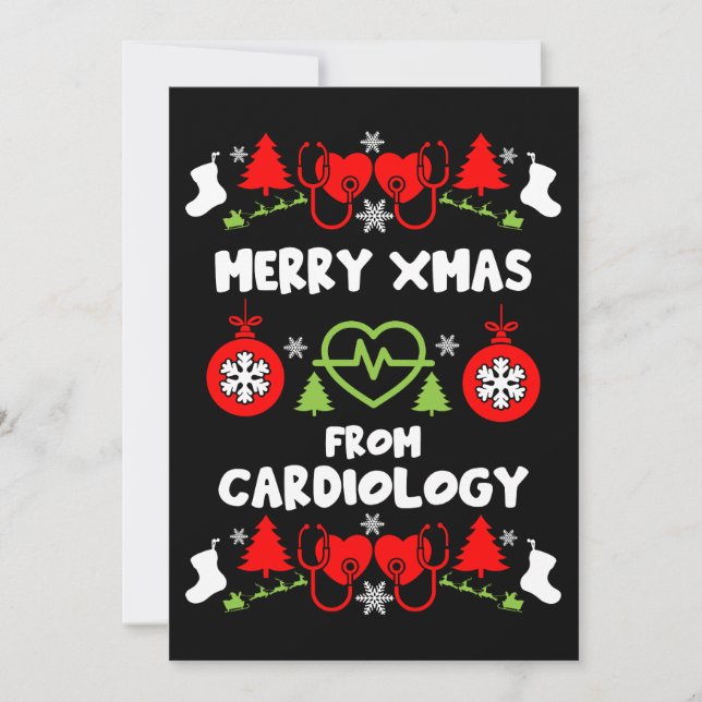 Cardiology Christmas Medical Staff Gifts Holiday Card (Front)