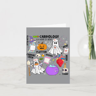 Cardiology Nurse Halloween Funny Ghost Cardiac Card