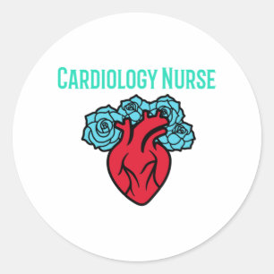 Cardiology Nurse Heart and Roses T Shirt Classic Round Sticker