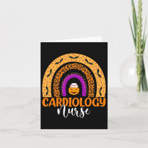 Cardiology Nurse Leopard Rainbow Halloween Pumpkin Card