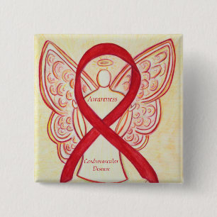 Cardiovascular Disease Awareness Angel Ribbon Pin