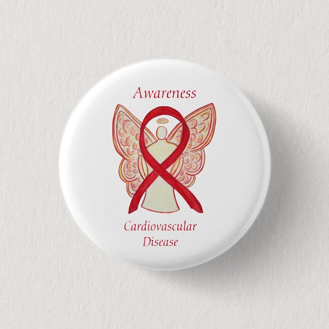 Cardiovascular Disease Awareness Angel Ribbon Pin (Front)