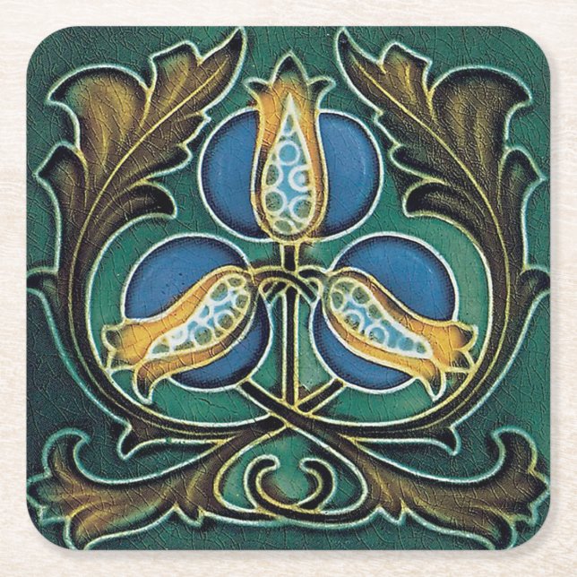 Cardoard paper drink coaster art nouveau (Front)