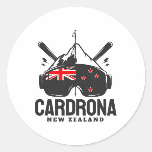 Cardrona New Zealand Ski Resort Retro Skiing Classic Round Sticker