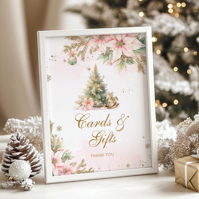 Cards abd gifts winter Christmas tree baby shower Poster (Creator Uploaded)