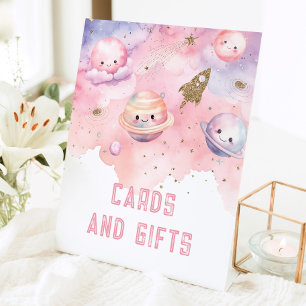 Cards and gift Outer Space planets birthday party  Pedestal Sign