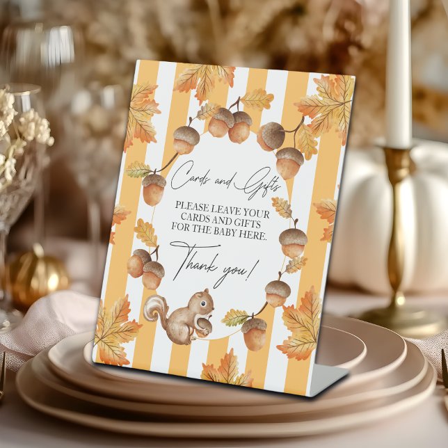 Cards and Gifts Acorns and Squirrel Baby Shower Pedestal Sign (Creator Uploaded)