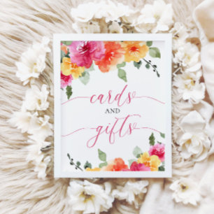 Cards and gifts baby shower colorful bright floral poster