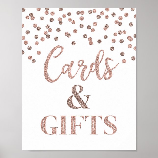 Cards and Gifts Baby Shower Sign Rose Gold (Front)