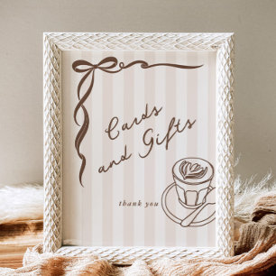 Cards and gifts Bebe Cafe Brown Bow Handdrawn Poster