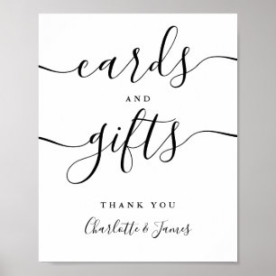 Cards And Gifts Black And White Script Sign