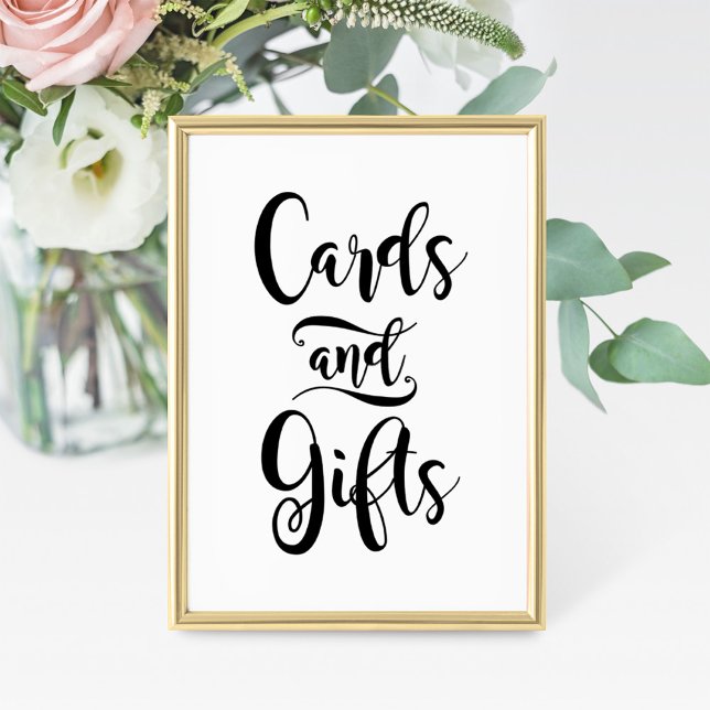 Cards and Gifts Black Handwritten Script Wedding (Creator Uploaded)