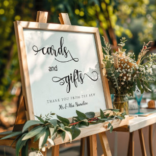 "Cards and Gifts" Black White Modern Wedding Sign