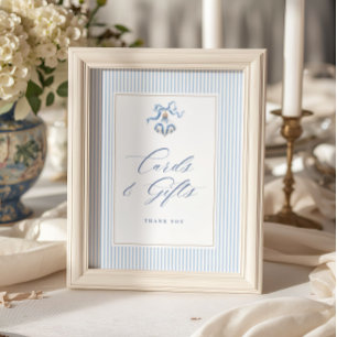 Cards and Gifts Blue Christmas Bridal Shower Poster