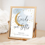 Cards and Gifts Blue Gold Moon Baby Shower Table Poster<br><div class="desc">A perfect frameable poster for your Gift Table. Personalise with your name and shower date using the template form.</div>