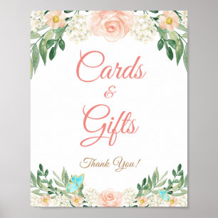 Cards and Gifts Blush Peach Floral Wedding Sign