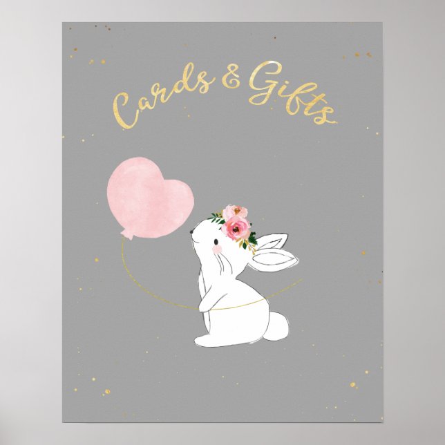 Cards and Gifts Bunny Baby Shower Sign (Front)