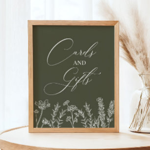 Cards and Gifts Burnt Orange Wildflower Wedding Po Poster