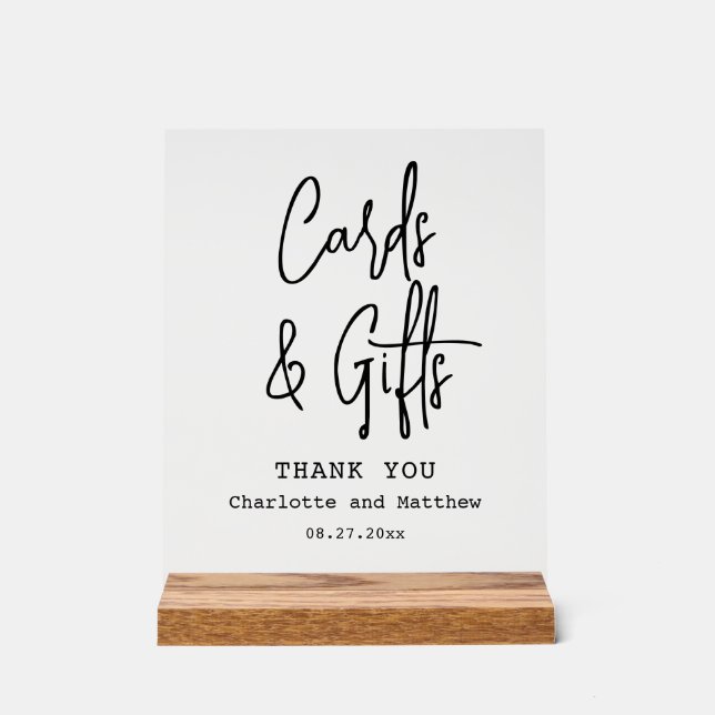 Cards And Gifts Chic Modern Wedding Event Acrylic Sign (Front)