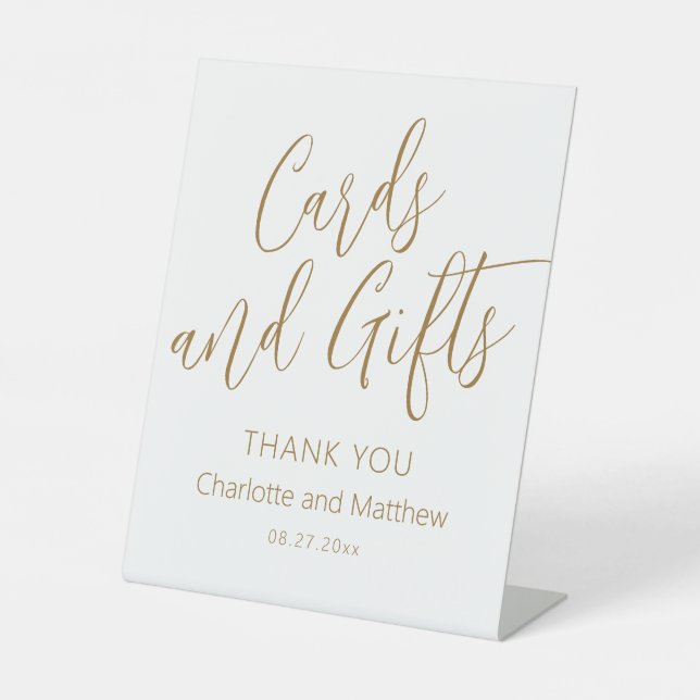 Cards And Gifts Chic Modern Wedding Event Pedestal Sign (Front)
