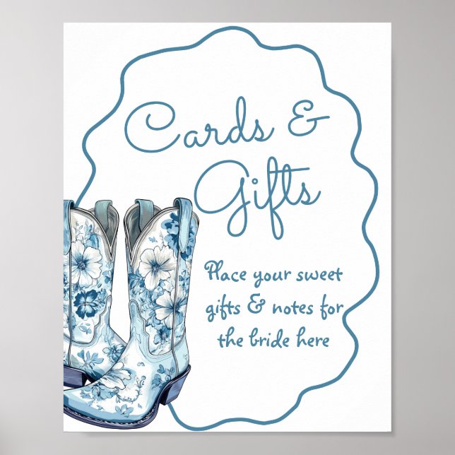 Cards and Gifts Chinoiserie Boots Bridal Shower Poster (Front)