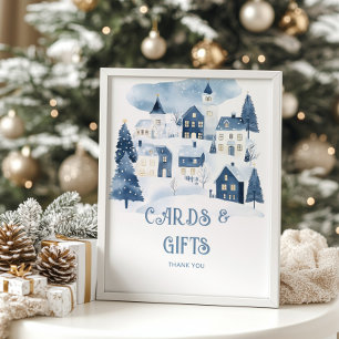 Cards and gifts Christmas village Baby Shower Poster