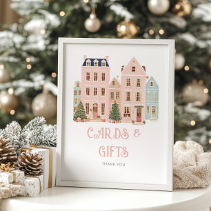 Cards And Gifts Christmas village Winter Poster