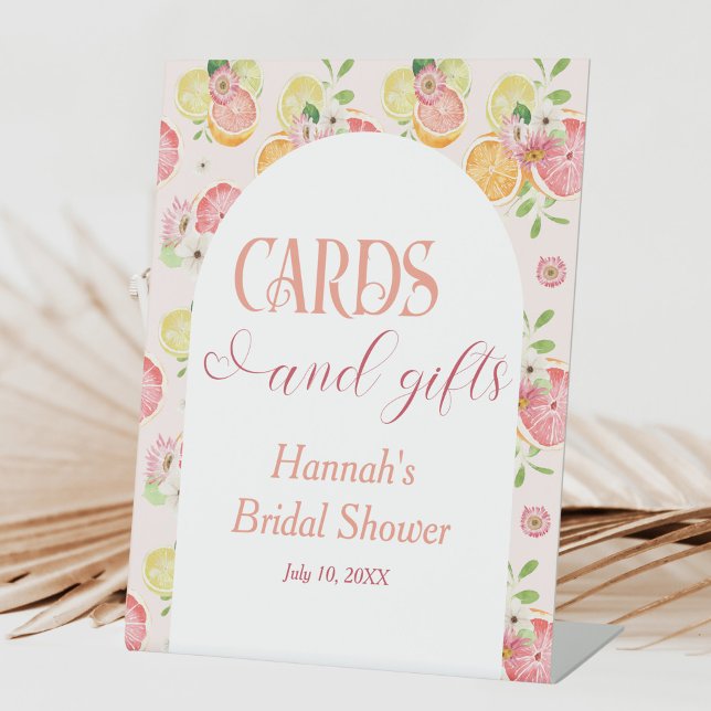 Cards and Gifts Citrus Bridal Shower  Pedestal Sign (Creator Uploaded)