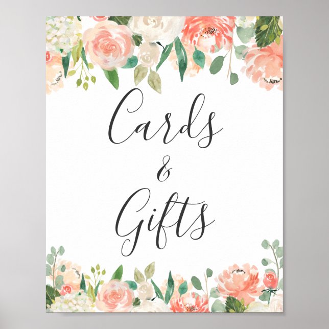 Cards and Gifts Coral Peach Garden Floral Sign (Front)