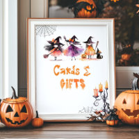Cards and gifts Cute Halloween witches Birthday